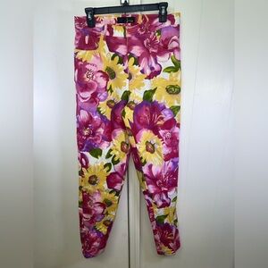 VINTAGE Floral Print Jeans in Pink and Yellow